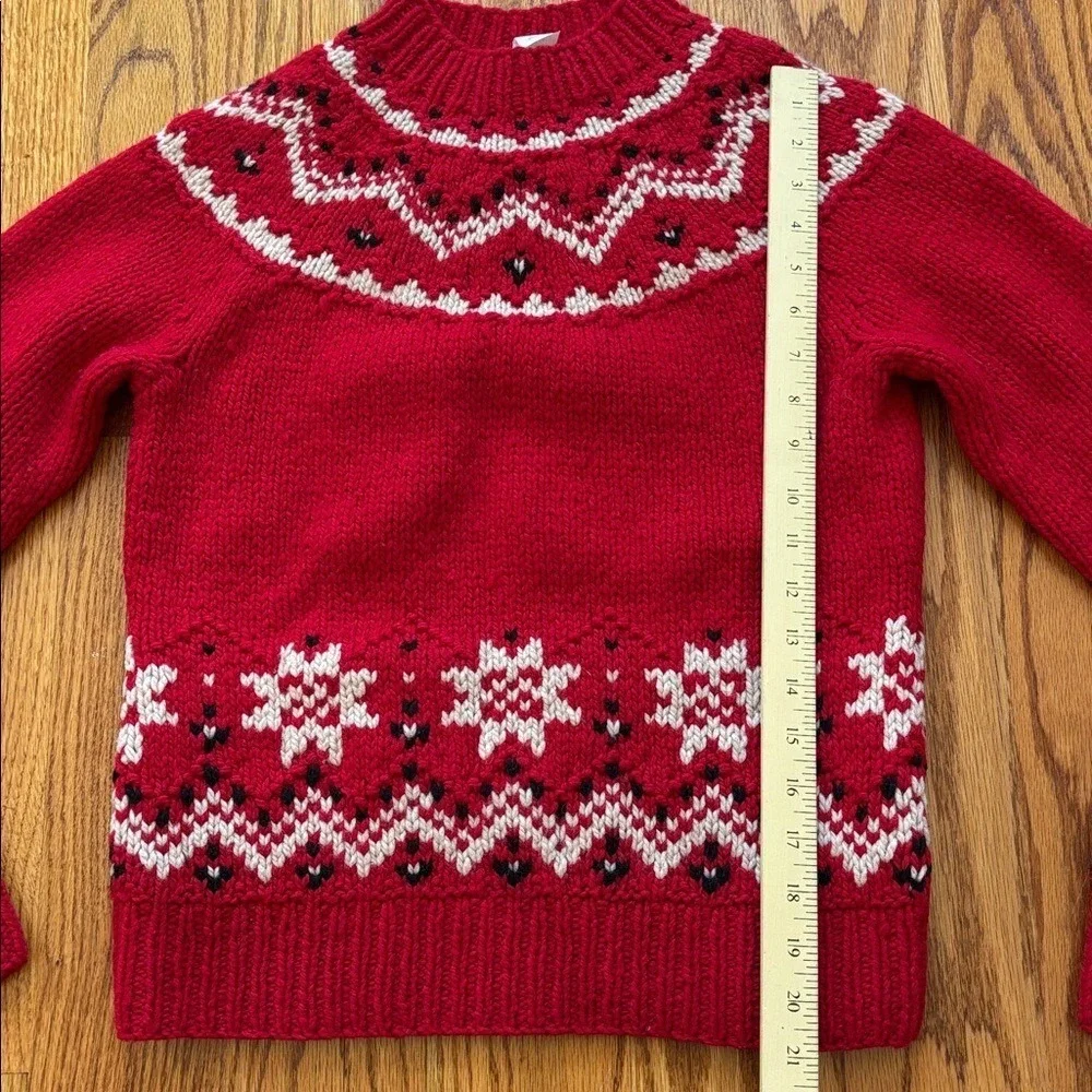 J. Crew Vintage Hand Knit Wool Cashmere‎ Fairisle Icelandic Red Sweater Medium